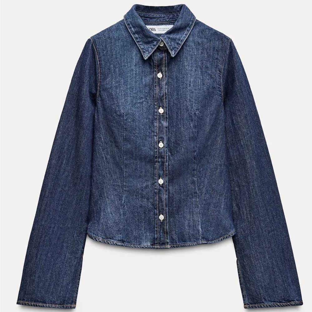 Zara Blue Denim Button Down Shirt